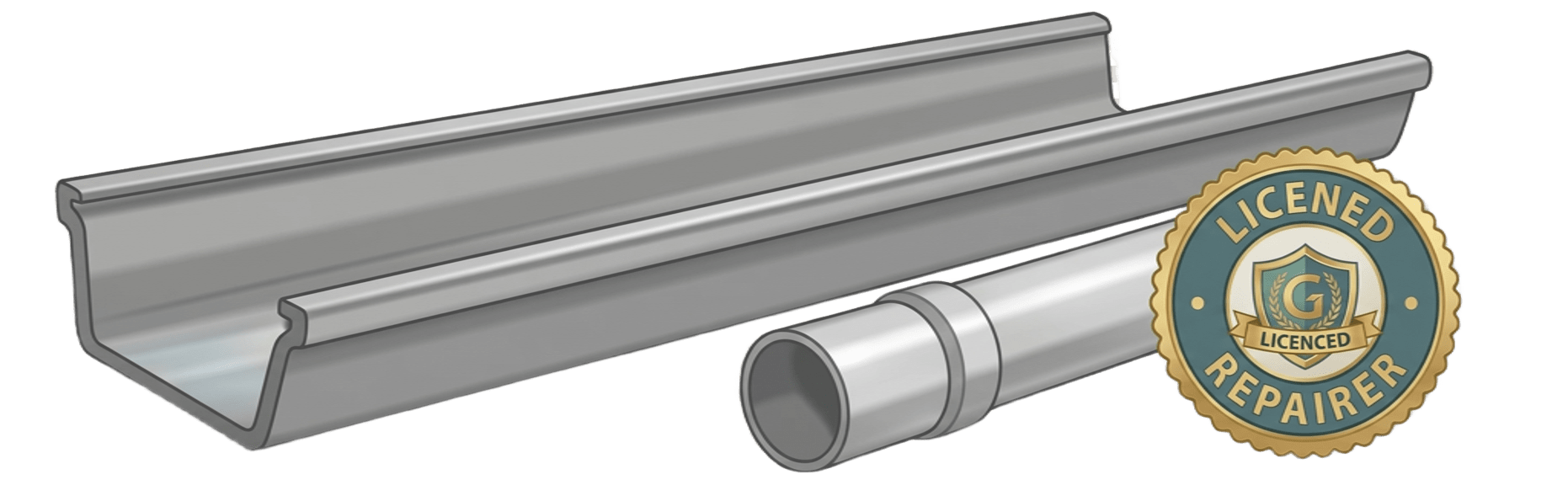 Oversized Ace Mini-Line guttering and round PVC downpipes with licensed badge